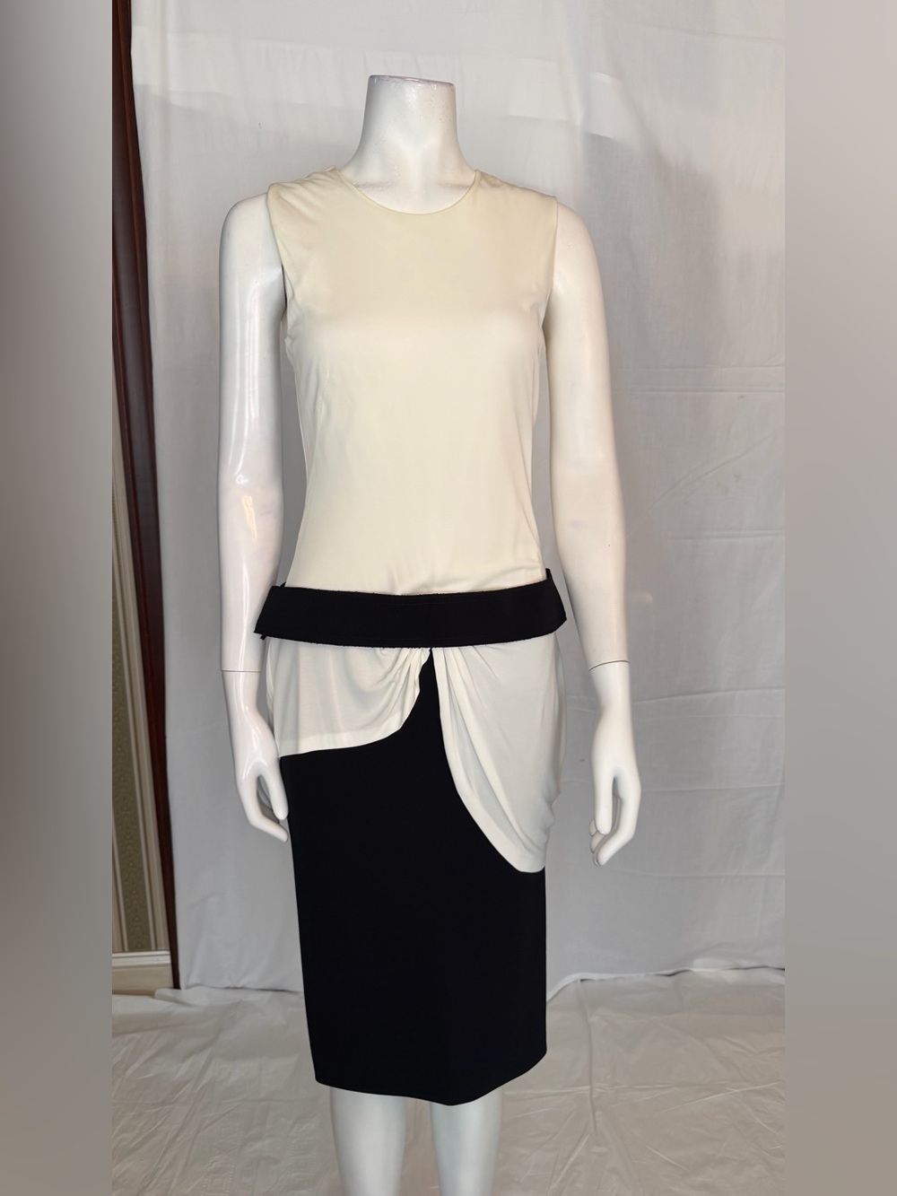 Alexander McQueen Cream and Black Draped dress